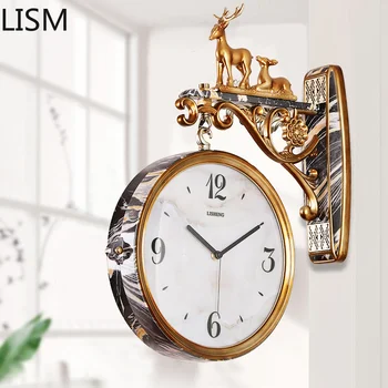 Современный дизайн, настенные часы в скандинавском стиле, элегантный свет в гостиной, Роскошные Немые двухсторонние настенные часы Reloj Pared Decorativo