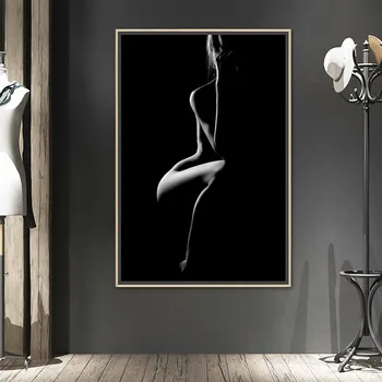 Современный плакат обнаженной натуры, сексуальные женщины, картина на холсте, черно-белый боди-арт, настенные панно для декора гостиной, принты без рамок