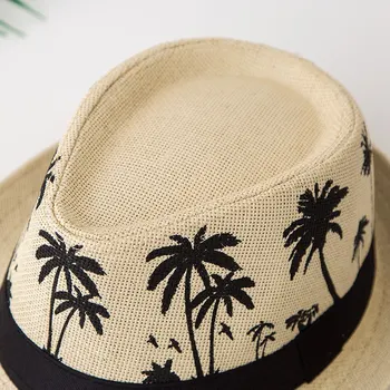 Солнцезащитная шляпа с пальмой, Унисекс, Соломенная шляпа с маленькими полями, Летняя Дышащая Пляжная шляпа, Мужская Летняя кепка, Джазовая шляпа, Сомбреро Де Мужер