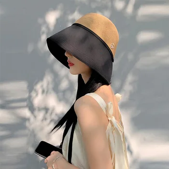 Соломенные шляпы в стиле пэчворк для женщин, шляпа Рыбака, Летняя солнцезащитная кепка с защитой от ультрафиолета, женская Пляжная панама для путешествий, Солнцезащитная кепка Gorros