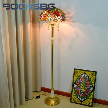 Стоячий светильник из витражного стекла BOCHSBCTiffany в стиле винограда, роскошная лампа в стиле ар-деко, торшер для гостиной и кабинета, лампа-тренога
