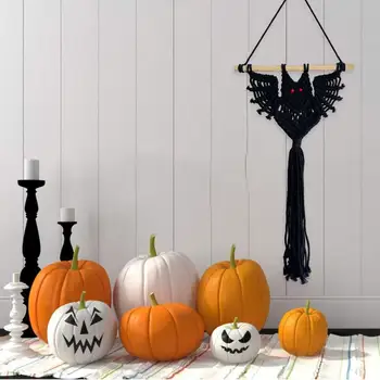 Украшения для вечеринки в честь Хэллоуина, тканый вручную гобелен с летучей мышью, жуткий декор стен макраме на Хэллоуин для спальни, кухни в стиле бохо