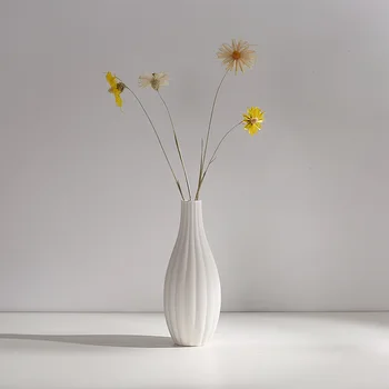 Украшения современного дизайна, Эстетичная белая керамическая ваза для сухих цветов, домашний декор, простые аксессуары для рабочего стола, украшение интерьера.