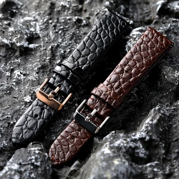 Ультратонкий кожаный ремешок для часов ручной работы 18 19 20 21 22 мм, Быстросъемный мужской браслет из крокодиловой кожи Garden Grain Vintage