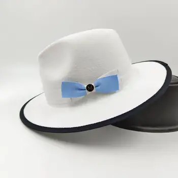 Фетровая шляпа Fedora на осень и зиму, новая мужская и женская панама с бантом в стиле джаз, фетровая шляпа с широкими краями