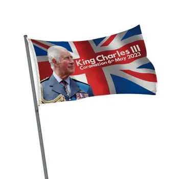 Флаг британского короля Карла III, полиэфирные баннеры King Charles III с буквами, Национальный флаг Британского короля Чарльза