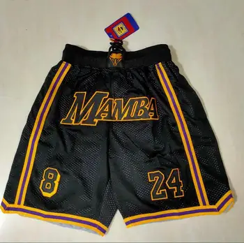 Черные баскетбольные шорты Mamba 8 # 24 #, размер США, сшиты полностью