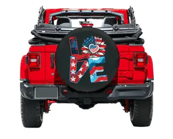 Чехол для запасного колеса, Американский подсолнух, Чехол для шин Jeep, Автомобильные аксессуары, Аксессуары для поездок, Аксессуары для Jeep, Американский флаг