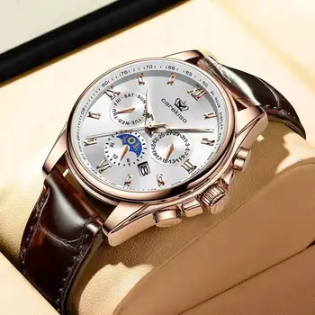 Швейцарский бренд POEDAGAR Мужские часы Модный Топ Класса Люкс Спортивные Мужские наручные часы Водонепроницаемые Люминесцентные Кожаные кварцевые часы С датой Man Box