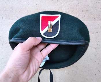 Шерстяной черновато-зеленый берет 6-й группы специального назначения Армии США, ОФИЦЕРСКИЙ ЧИН МЛАДШЕГО ЛЕЙТЕНАНТА, Военная шляпа всех размеров 1963 ~ 1971 гг.
