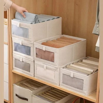 Ящик для хранения хлопка и льна, утолщенный органайзер для мелочей, складной ящик для одежды, гостиная и спальня, студенческое общежитие